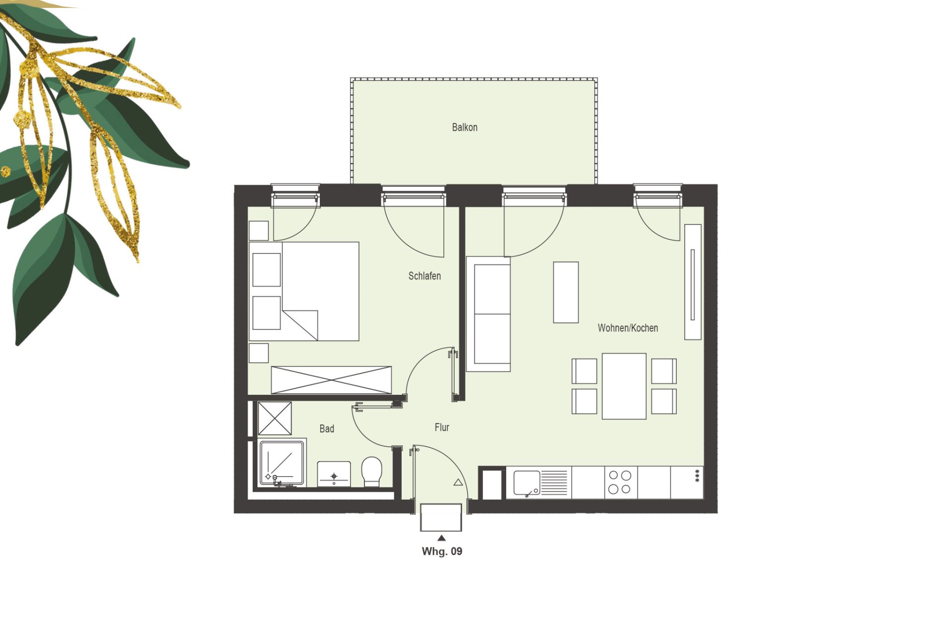 2-Raum Wohnung mit Dachterrasse Katzstraße 60/62 - Unterplan Baubetreuung GmbH - Leipzig - Probstheida