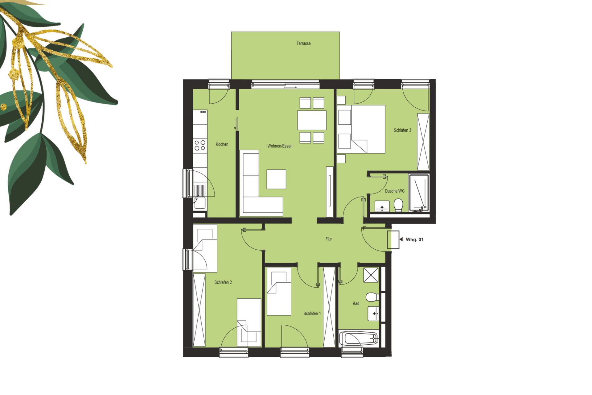 4-Raum Wohnung mit Balkon Katzstraße 60/62 - Unterplan Baubetreuung GmbH - Leipzig - Probstheida